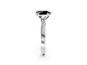 Side Accent Engagement Ring Setting for Fancy Black Pear-Shaped Center with Accent Shoulders and Prong Head in Sterling Silver