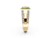 Halo Engagement Ring Setting for Fancy Yellow Princess Cut Center with Wide-Open Pave Split Shank and Prong Head in Yellow Gold