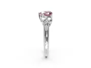 Cluster Engagement Ring Setting for Fancy Pink Heart-Shaped Center with Round Cut Accent Frame and Prong Head in White Gold