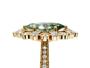 Milgrain Halo Engagement Ring Setting for Fancy Green Marquise Center with Bezel Point Accents and Prong Head in Yellow Gold