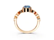 Vintage Station Engagement Ring Setting for Fancy Blue Cushion Cut Center with Accents and Prong Head in Rose Gold