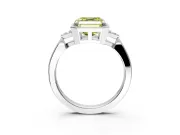 Cluster Engagement Ring Setting for Fancy Yellow Asscher Cut Center with Milgrain Shoulder Clusters and Prong Head in White Gold