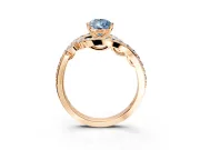 Solitaire Engagement Ring Setting for Fancy Blue Pear-Shaped Center with Pave Bypass Twist Band and Prong Head in Rose Gold
