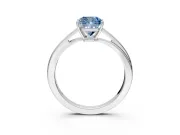Solitaire Engagement Ring Setting for Fancy Blue Cushion Cut Center with Plain Bypass Twist Band and Prong Head in White Gold