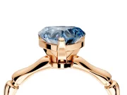 Solitaire Engagement Ring Setting for Fancy Blue Heart-Shaped Center with Bamboo Band and Prong Head in Rose Gold