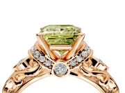 Solitaire Engagement Ring Setting for Fancy Yellow Princess Cut Center with Filigree Band and Prong Head in Rose Gold