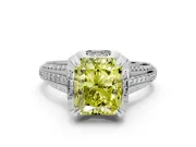 Solitaire Engagement Ring Setting for Fancy Yellow Radiant Cut Center with Accented Split Shank and Prong Head in Sterling Silver