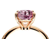 Minimalist Solitaire Engagement Ring Setting for Fancy Pink Round Cut Center with Thin Band and Prong Head in Rose Gold