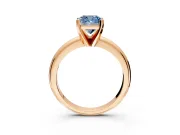 Solitaire Engagement Ring Setting for Fancy Blue Cushion Cut Center with Wire Band and Prong Head in Rose Gold
