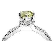 Solitaire Engagement Ring Setting for Fancy Yellow Pear-Shaped Center with Raised Channel Band and Prong Head in Platinum
