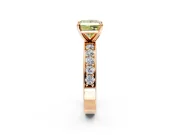 Solitaire Engagement Ring Setting for Fancy Yellow Princess Cut Center with Channel-Set Accents and Prong Head in Rose Gold
