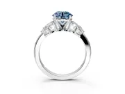 Leaf Cluster Engagement Ring Setting for Fancy Blue Round Cut Center with Marquise Accents and Prong Head in Platinum