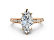Solitaire Engagement Ring Setting for Marquise Center with Pave Cathedral Band and Prong Head in Rose Gold
