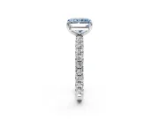 Solitaire Engagement Ring Setting for Fancy Blue Radiant Cut Center with Shared-Prong Accents and Prong Head in Platinum