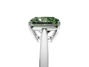 Solitaire Engagement Ring Setting for Fancy Green Radiant Cut Center with Open Cathedral Shoulders and Prong Head in Platinum