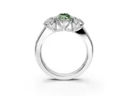 3 Stone Engagement Ring Setting for Fancy Green Marquise Center with Raised Basket Heads and Prong Head in Platinum