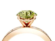 Solitaire Engagement Ring Setting for Fancy Yellow Round Cut Center with Channel Baguette Band and Prong Head in Rose Gold