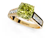 Solitaire Engagement Ring Setting for Fancy Yellow Cushion Cut Center with Round Cut Channel Band and Prong Head in Yellow Gold