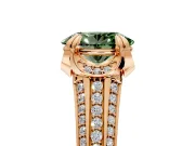 Solitaire Engagement Ring Setting for Fancy Green Oval Center with Accented Split Shank and Prong Head in Rose Gold