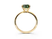 Minimalist Solitaire Engagement Ring Setting for Fancy Green Round Cut Center with Thin Band and Prong Head in Yellow Gold