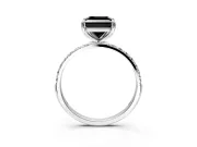 Solitaire Engagement Ring Setting for Fancy Black Princess Cut Center with Pave Accents and Prong Head in Sterling Silver