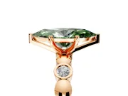 Solitaire Engagement Ring Setting for Fancy Green Marquise Center with Beaded Bezel Station Band and Prong Head in Rose Gold