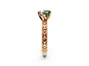 Solitaire Engagement Ring Setting for Fancy Green Heart-Shaped Center with XO Engraved Band and Prong Head in Rose Gold