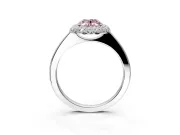 Halo Engagement Ring Setting for Fancy Pink Oval Center with Plain Tapered Band and Prong Head in Platinum