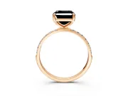 Solitaire Engagement Ring Setting for Fancy Black Asscher Cut Center with Pave Accents and Prong Head in Rose Gold