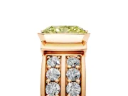 Bezel Engagement Ring Setting for Fancy Yellow Radiant Cut Center with Wide Channel-Set Band and Bezel Head in Rose Gold