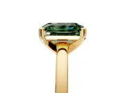 Solitaire Engagement Ring Setting for Fancy Green Emerald Cut Center with Basket Rail and Prong Head in Yellow Gold