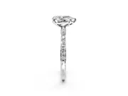 Solitaire Engagement Ring Setting for Pear-Shaped Center with Pave Accents and Prong Head in Sterling Silver