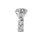 Shared-Prong Engagement Ring Setting for Round Cut Center with Graduated Accents and Prong Head in White Gold