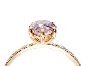 Solitaire Engagement Ring Setting for Fancy Pink Marquise Center with Pave Accents and Prong Head in Rose Gold
