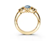 Cluster Engagement Ring Setting for Fancy Blue Pear-Shaped Center with Bezel Accent Clusters and Prong Head in Yellow Gold