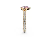Solitaire Engagement Ring Setting for Fancy Pink Pear-Shaped Center with Shared-Prong Accents and Prong Head in Yellow Gold