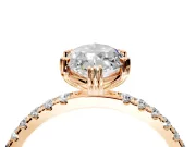 Solitaire Engagement Ring Setting for Marquise Center with Pave Band and Claw Prong Head in Rose Gold