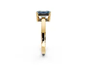 Solitaire Engagement Ring Setting for Fancy Blue Emerald Cut Center with Plain Band and Flat Tab Prong Head in Yellow Gold