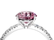 Solitaire Engagement Ring Setting for Fancy Pink Round Cut Center with Large Accent Band and Prong Head in Platinum