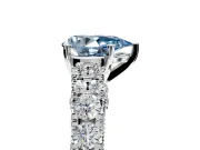 Solitaire Engagement Ring Setting for Fancy Blue Pear-Shaped Center with Pave Cathedral Shoulders and Prong Head in Sterling Silver
