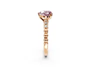Solitaire Engagement Ring Setting for Fancy Pink Heart-Shaped Center with Bezel-Dot Beaded Band and Prong Head in Rose Gold