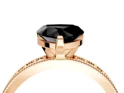 Milgrain Pave Engagement Ring Setting for Fancy Black Heart-Shaped Center with Accent Band and Prong Head in Rose Gold