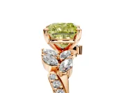 Solitaire Engagement Ring Setting for Fancy Yellow Cushion Cut Center with Marquise Accent Twist Band and Prong Head in Rose Gold