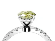 Open Basket Engagement Ring Setting for Fancy Yellow Oval Center with Pave Band and Prong Head in Platinum