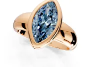 Solitaire Engagement Ring Setting for Fancy Blue Marquise Center with Wide Band and Bezel Head in Rose Gold