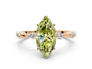 Solitaire Engagement Ring Setting for Fancy Yellow Marquise Center with Bezel Station Band and Prong Head in Rose Gold
