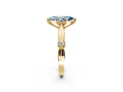 Solitaire Engagement Ring Setting for Fancy Blue Marquise Center with Carved Leaf Shoulders and Prong Head in Yellow Gold