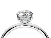 Hidden Halo Engagement Ring Setting for Oval Center with Thin Rounded Band and Prong Head in Sterling Silver