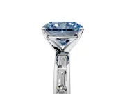 Solitaire Engagement Ring Setting for Fancy Blue Radiant Cut Center with Channel Baguette Band and Prong Head in Platinum