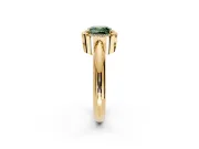 Halo Engagement Ring Setting for Fancy Green Cushion Cut Center with Tapered Plain Band and Prong Head in Yellow Gold